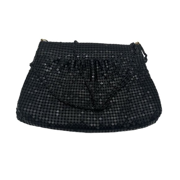 Vintage Black Marlo Evening Bag With Sequin Mesh Design & Gold Hardware - Picture 1 of 5